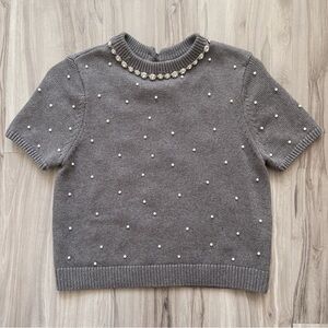 Zara Gray Sweater with Pearl Embellishments